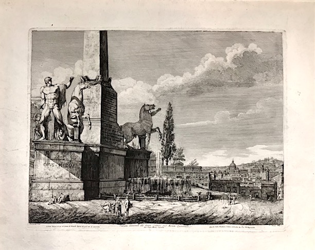 Rossini Luigi (1790-1875) Veduta Generale dei Gran Colossi sul Monte Quirinale dal volgo Monte Cavallo 1819 Roma 